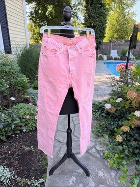 Levi’s 501 Original Jeans Pink WaterLess Straight Leg Button Fly 29w 30L